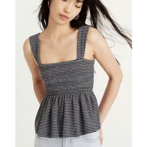 Striped Black and Gray Women's Top peplum